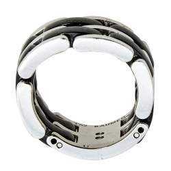 Chanel Ultra Black Ceramic 18k White Gold Band Ring Size 53