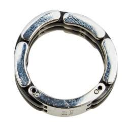 Chanel Ultra Black Ceramic 18k White Gold Band Ring Size 53