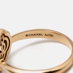 Chanel Extrait de Camellia Diamond 18k Rose Gold Ring Size 52