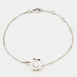  Chanel Camélia Sculpté White Agate Inlay Diamond 18k White Gold Bracelet 