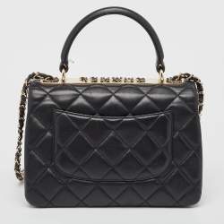 Pre Owned Chanel Black Quilted Leather Small Trendy CC Top Handle Bag