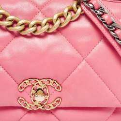 Chanel Pink Quilted Leather Medium 19 Flap Bag