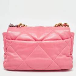 Chanel Pink Quilted Leather Medium 19 Flap Bag