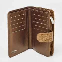Chanel Gold Caviar Leather CC French Wallet