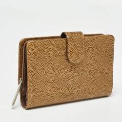 Chanel Gold Caviar Leather CC French Wallet