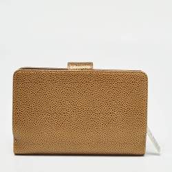 Chanel Gold Caviar Leather CC French Wallet