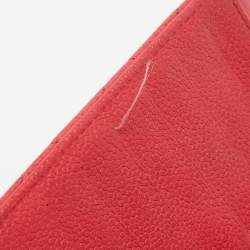 Pre Owned Chanel Red Quilted Caviar Leather Classic L Flap Wallet