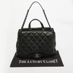 Pre Owned Chanel Black Quilted Leather Maxi 3 Flap Bag