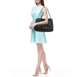 Pre Owned Chanel Black Quilted Leather Maxi 3 Flap Bag