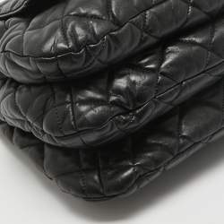 Pre Owned Chanel Black Quilted Leather Maxi 3 Flap Bag