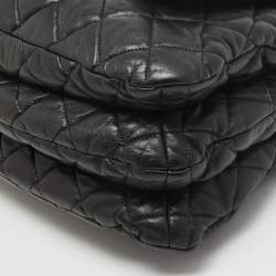 Pre Owned Chanel Black Quilted Leather Maxi 3 Flap Bag