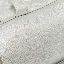 Pre Owned Chanel Silver Quilted Leather Casual Rock Airline Backpack