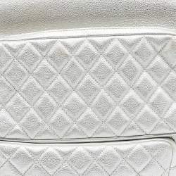 Pre Owned Chanel Silver Quilted Leather Casual Rock Airline Backpack