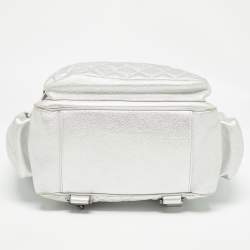 Pre Owned Chanel Silver Quilted Leather Casual Rock Airline Backpack