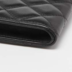 Pre Owned Chanel Black Quilted Leather Phone Holder Crossbody Bag               