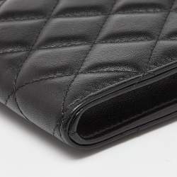 Pre Owned Chanel Black Quilted Leather Phone Holder Crossbody Bag               