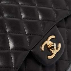 Chanel Black Quilted Lambskin Leather Maxi Classic Double Flap Bag