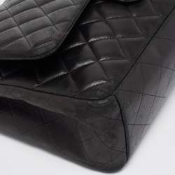 Chanel Black Quilted Lambskin Leather Maxi Classic Double Flap Bag