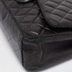 Chanel Black Quilted Lambskin Leather Maxi Classic Double Flap Bag