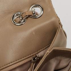 Pre Owned Chanel Beige Quilted Patent Leather 3 Classic Flap Bag