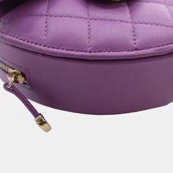 Pre Owned Chanel Purple Leather Mini CC In Love Heart Shoulder Bags