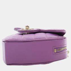 Pre Owned Chanel Purple Leather Mini CC In Love Heart Shoulder Bags