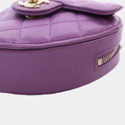 Pre Owned Chanel Purple Leather Mini CC In Love Heart Shoulder Bags