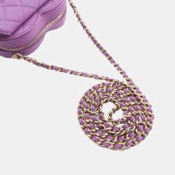Pre Owned Chanel Purple Leather Mini CC In Love Heart Shoulder Bags