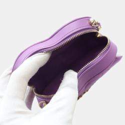 Pre Owned Chanel Purple Leather Mini CC In Love Heart Shoulder Bags