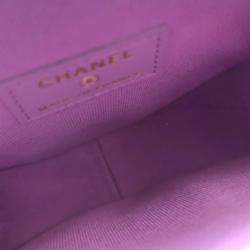Pre Owned Chanel Purple Leather Mini CC In Love Heart Shoulder Bags