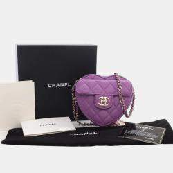 Pre Owned Chanel Purple Leather Mini CC In Love Heart Shoulder Bags