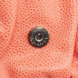 Pre Owned Chanel Orange Caviar Leather Half Moon Wallet On Chain