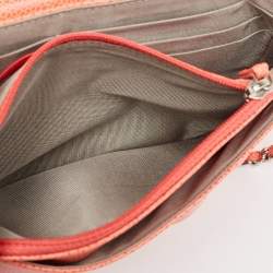 Pre Owned Chanel Orange Caviar Leather Half Moon Wallet On Chain