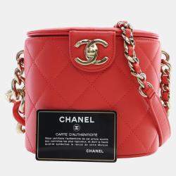 Chanel Orange CC Lambskin Elegant Chain Vanity Case