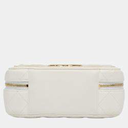 Pre Owned Chanel White Golden Plate Vanity Case