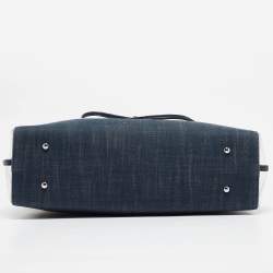 Chanel Navy Blue PVC and Denim 31 Shopping Bag