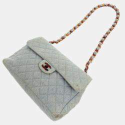 Chanel Blue Quilted Denim Classic Flap Bag
