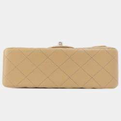 Chanel Beige Leather Mini Classic Single Flap Shoulder Bags