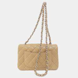 Chanel Beige Leather Mini Classic Single Flap Shoulder Bags