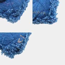 Chanel Logo Printed Quilted Fringe Denim Mood Flap Clutch with Chain 