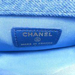 Chanel Logo Printed Quilted Fringe Denim Mood Flap Clutch with Chain 