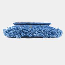 Chanel Logo Printed Quilted Fringe Denim Mood Flap Clutch with Chain 