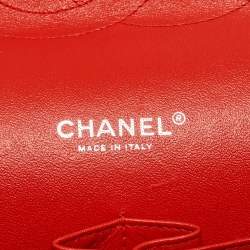 Chanel Orange Quilted Patent Leather Maxi Classic Double Flap Bag