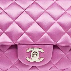 Pre Owned Chanel Purple Quilted Satin Classic Accordion Shoulder Bag
