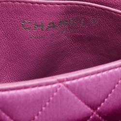 Pre Owned Chanel Purple Quilted Satin Classic Accordion Shoulder Bag