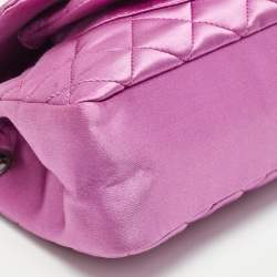 Pre Owned Chanel Purple Quilted Satin Classic Accordion Shoulder Bag