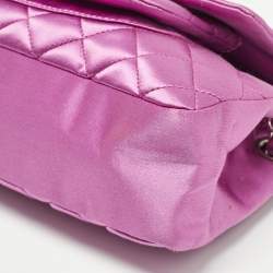 Pre Owned Chanel Purple Quilted Satin Classic Accordion Shoulder Bag