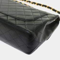 Chanel Black Leather Classic Double Flap Bag