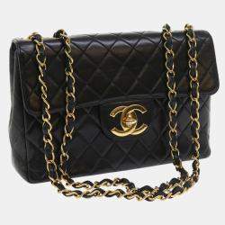 Chanel Black Leather Classic Double Flap Bag