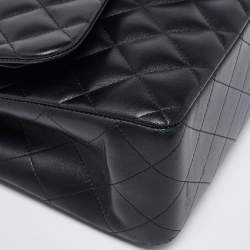 Pre Owned Chanel Black Quilted Leather Jumbo Classic Double Flap Bag